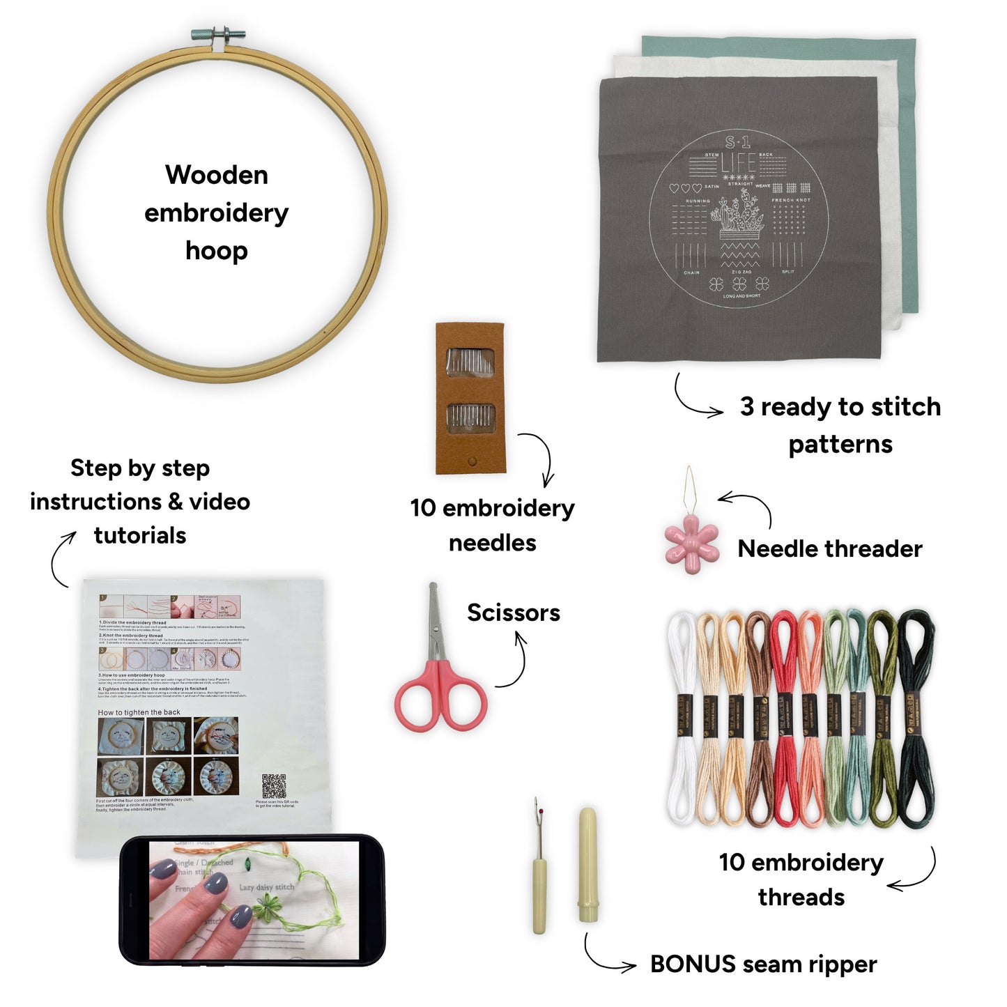 Embroidery Made Easy - 3 in 1 Starter Kit