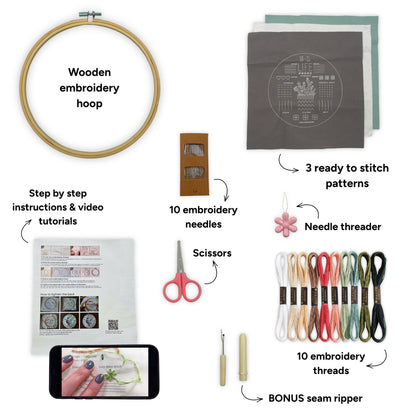 Embroidery Made Easy - 3 in 1 Starter Kit