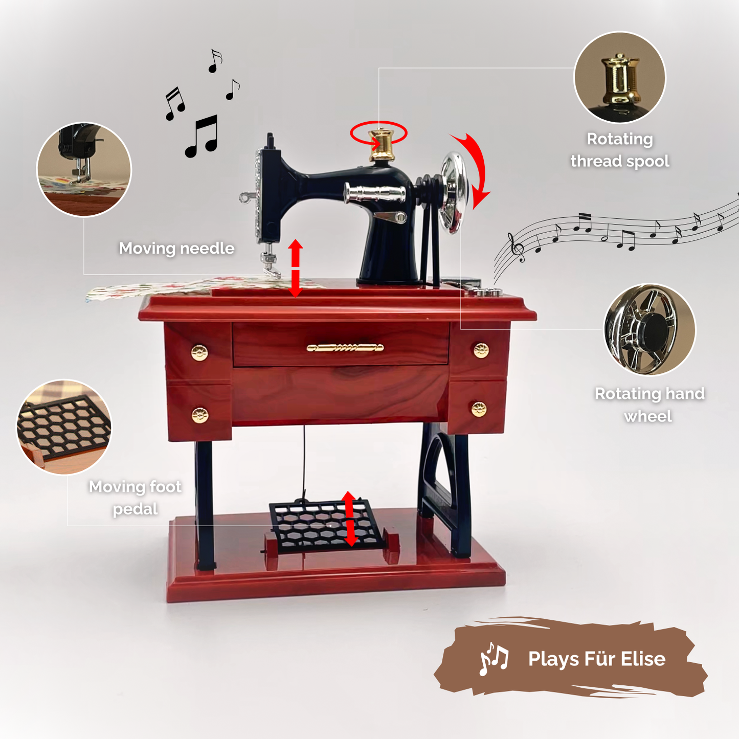 Sewing Machine-Shaped Music Box